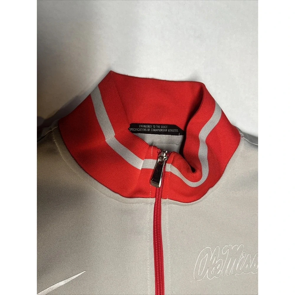 Nike Dri-Fit Ole Miss Full Zip Athletic Jacket Men's Adult SZ SM Gray/Red
